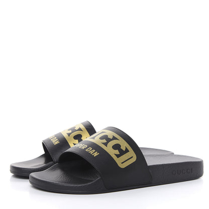 Gucci X DAPPER DAN Rubber Mens Slide Sandals 10 Black 3 of 7