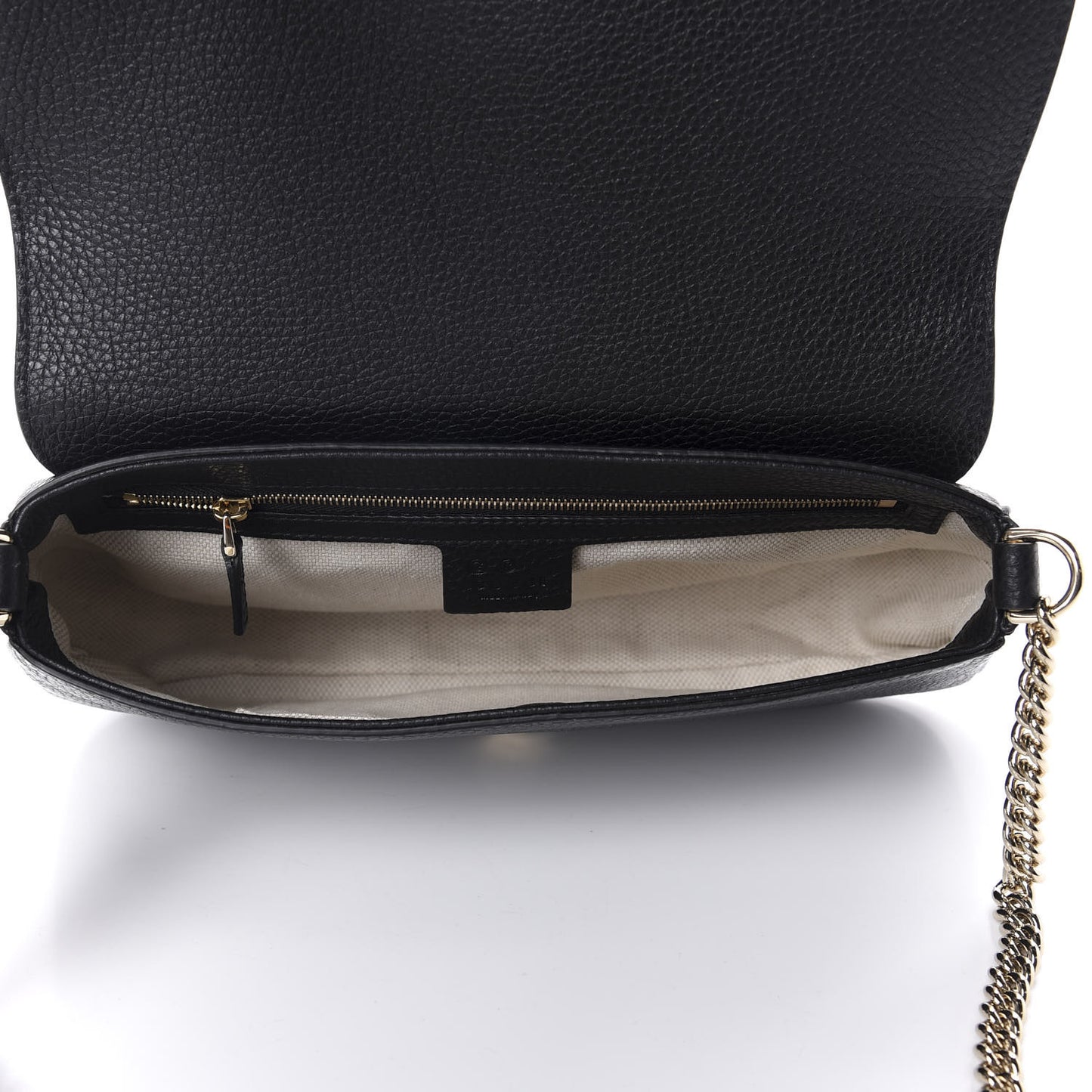 Pebbled Calfskin Medium Soho Flap Crossbody Black