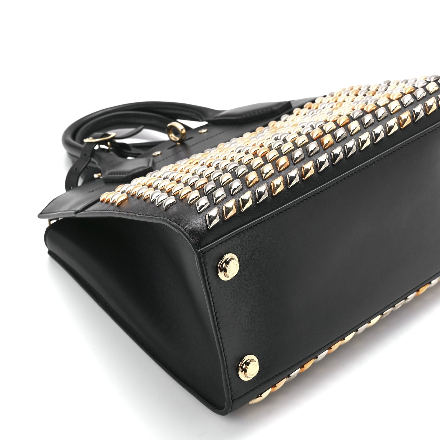 Calfskin Studded City Steamer PM Black