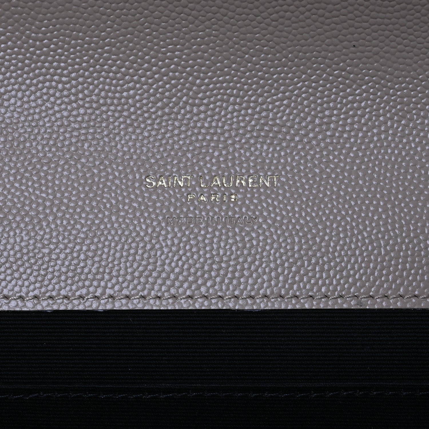 Saint Laurent Grain De Poudre Matelasse Chevron Monogram Envelope Clutch Dark Beige 6 of 11