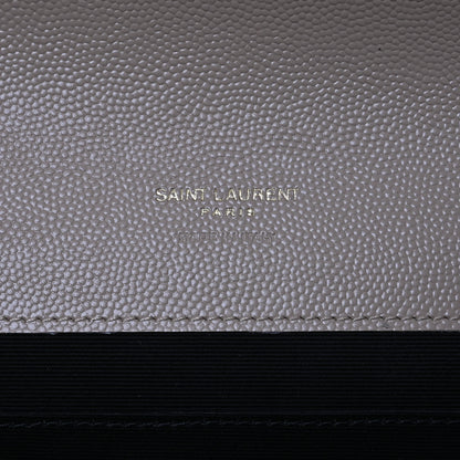 Saint Laurent Grain De Poudre Matelasse Chevron Monogram Envelope Clutch Dark Beige 6 of 11