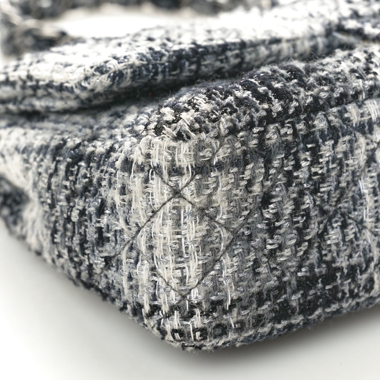 Chanel Tweed Quilted Medium Double Flap Black Grey 9 of 11