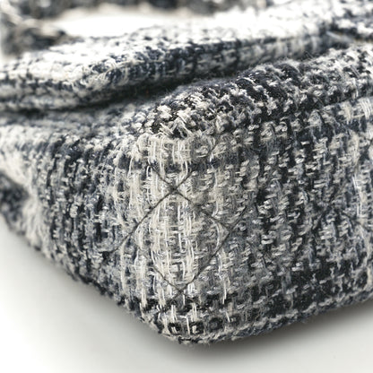 Chanel Tweed Quilted Medium Double Flap Black Grey 9 of 11
