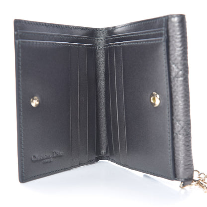 Christian Dior Metallic Grained Calfskin Cannage Lady Dior French Wallet Gunmetal 6 of 11