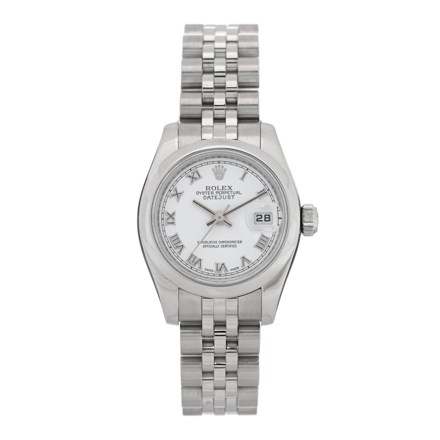 Stainless Steel 26mm Oyster Perpetual Datejust Watch White Roman 179160