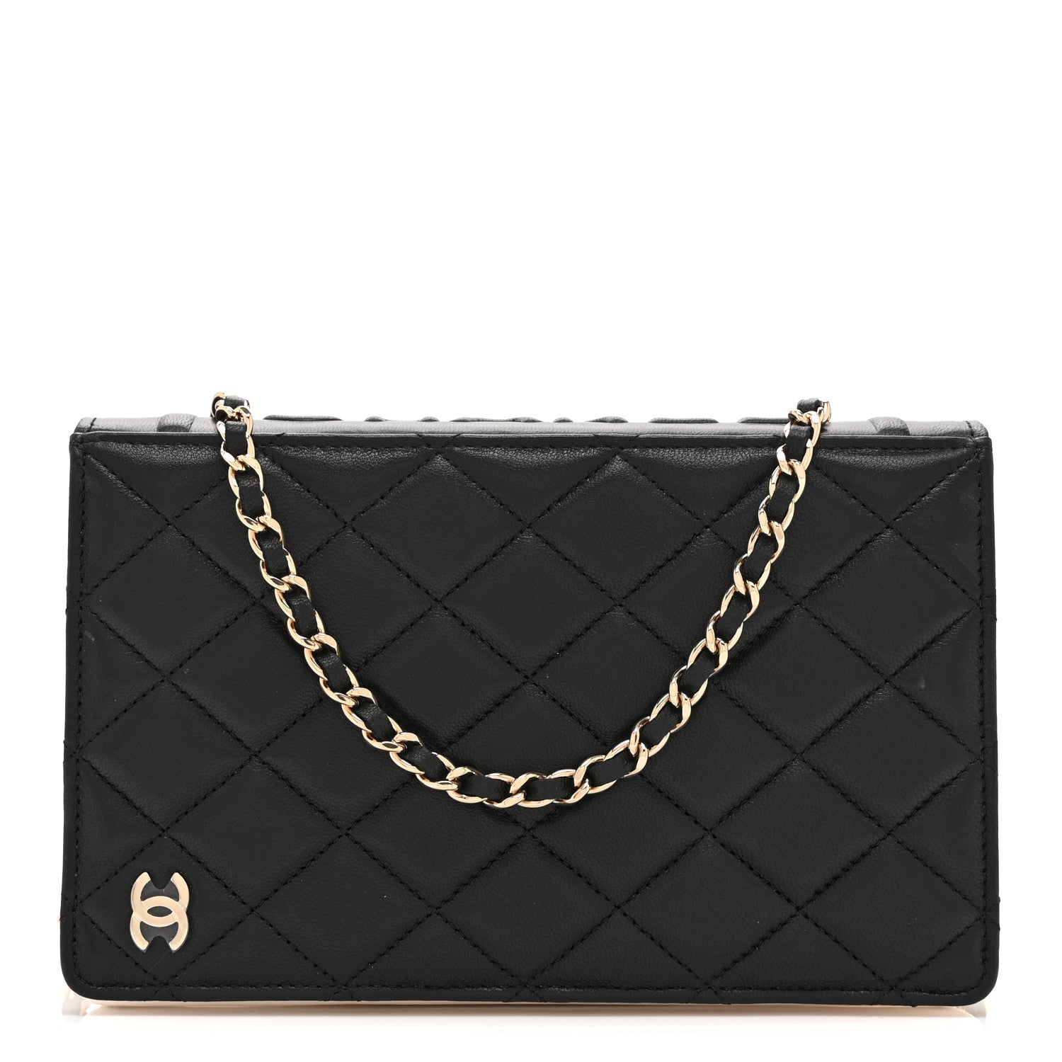 Chanel Lambskin Quilted Book Wallet On Chain WOC Black 1 of 11