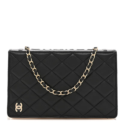 Chanel Lambskin Quilted Book Wallet On Chain WOC Black 1 of 11