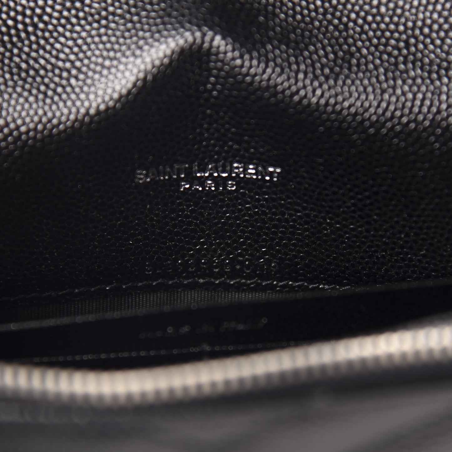 Grain De Poudre Matelasse Chevron Monogram Envelope Chain Wallet Black