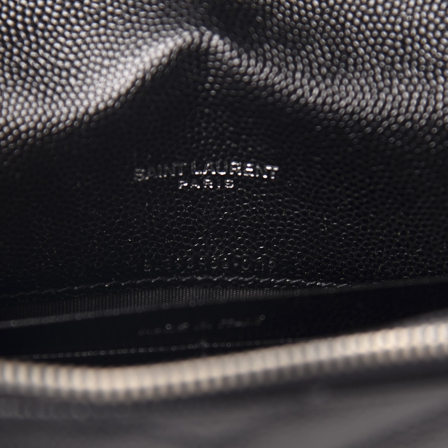 Saint Laurent Grain De Poudre Matelasse Chevron Monogram Envelope Chain Wallet Black 9 of 10