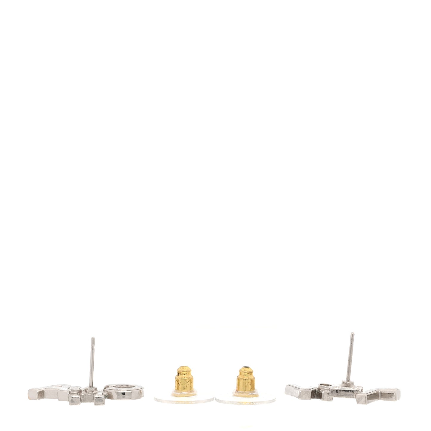 Crystal Cha-Nel Logo Earrings Gold