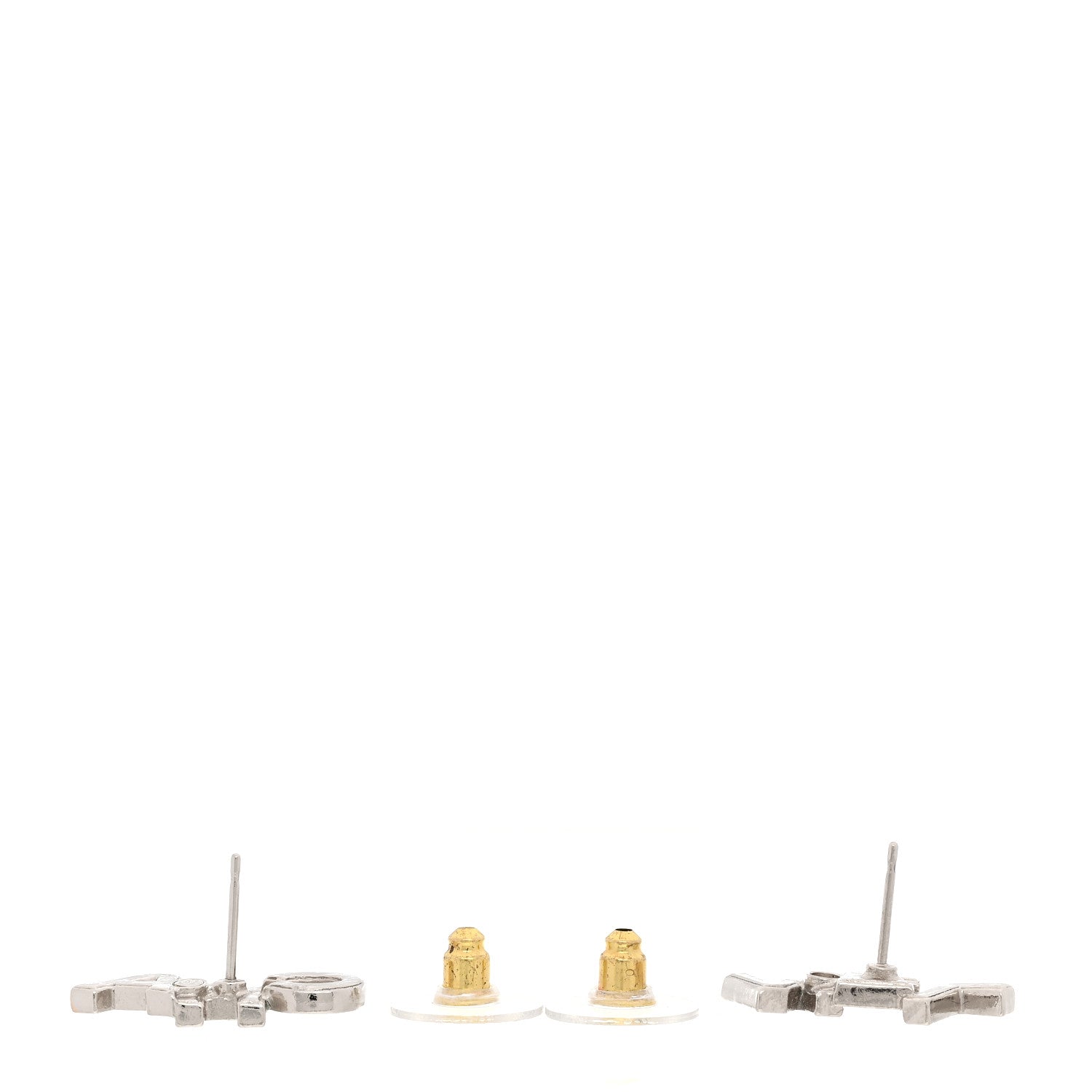 Chanel Crystal Cha-Nel Logo Earrings Gold 3 of 5