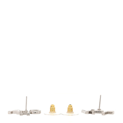 Chanel Crystal Cha-Nel Logo Earrings Gold 3 of 5