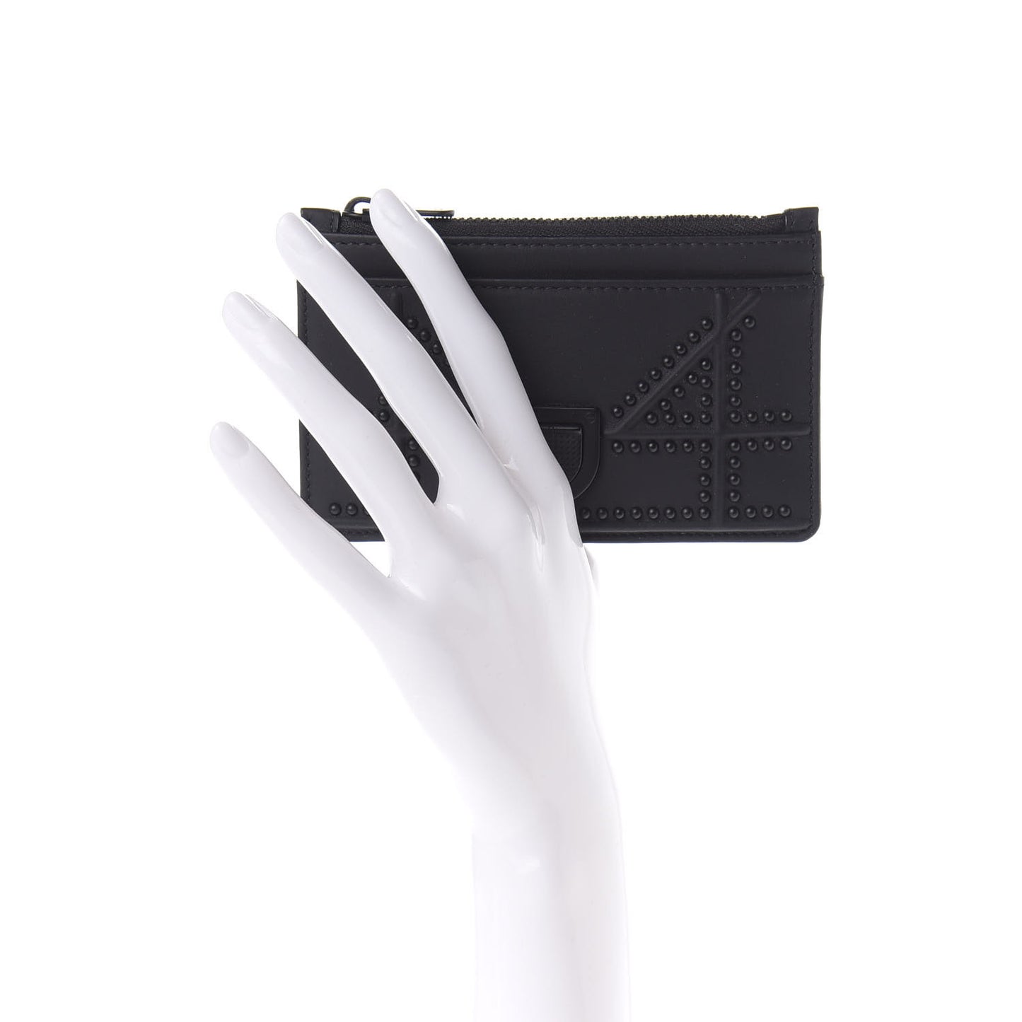 Ultra Matte Calfskin Studded Diorama Card Holder Black