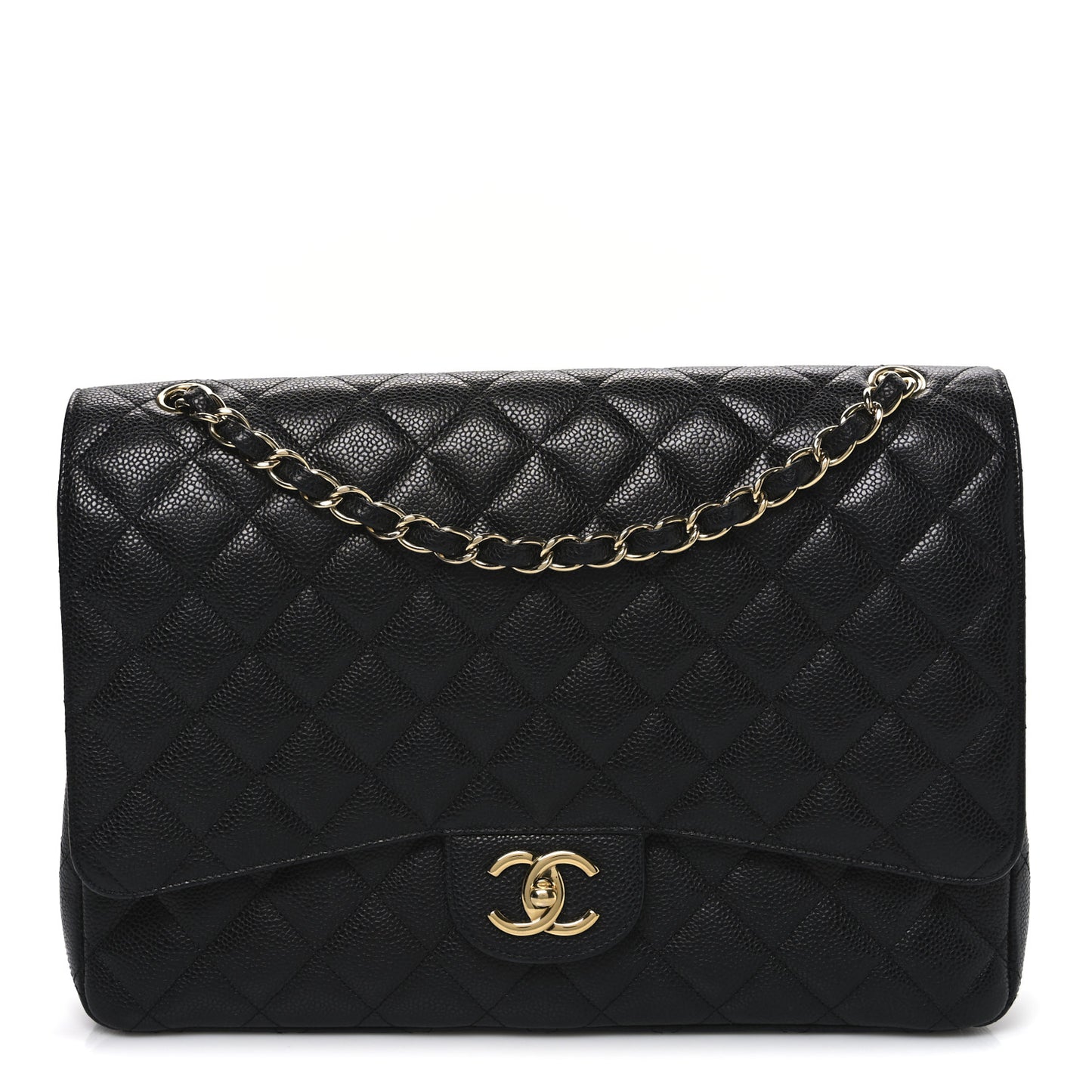 Caviar Quilted Maxi Double Flap Black