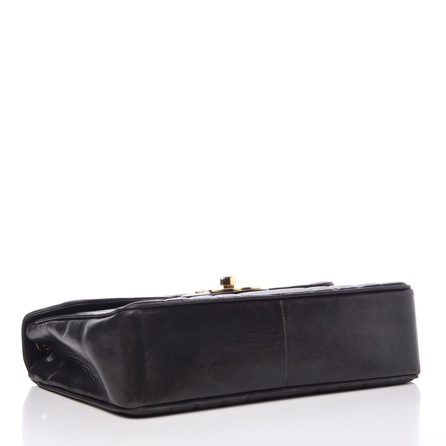 Lambskin Vertical Quilt Jumbo Single Flap Black