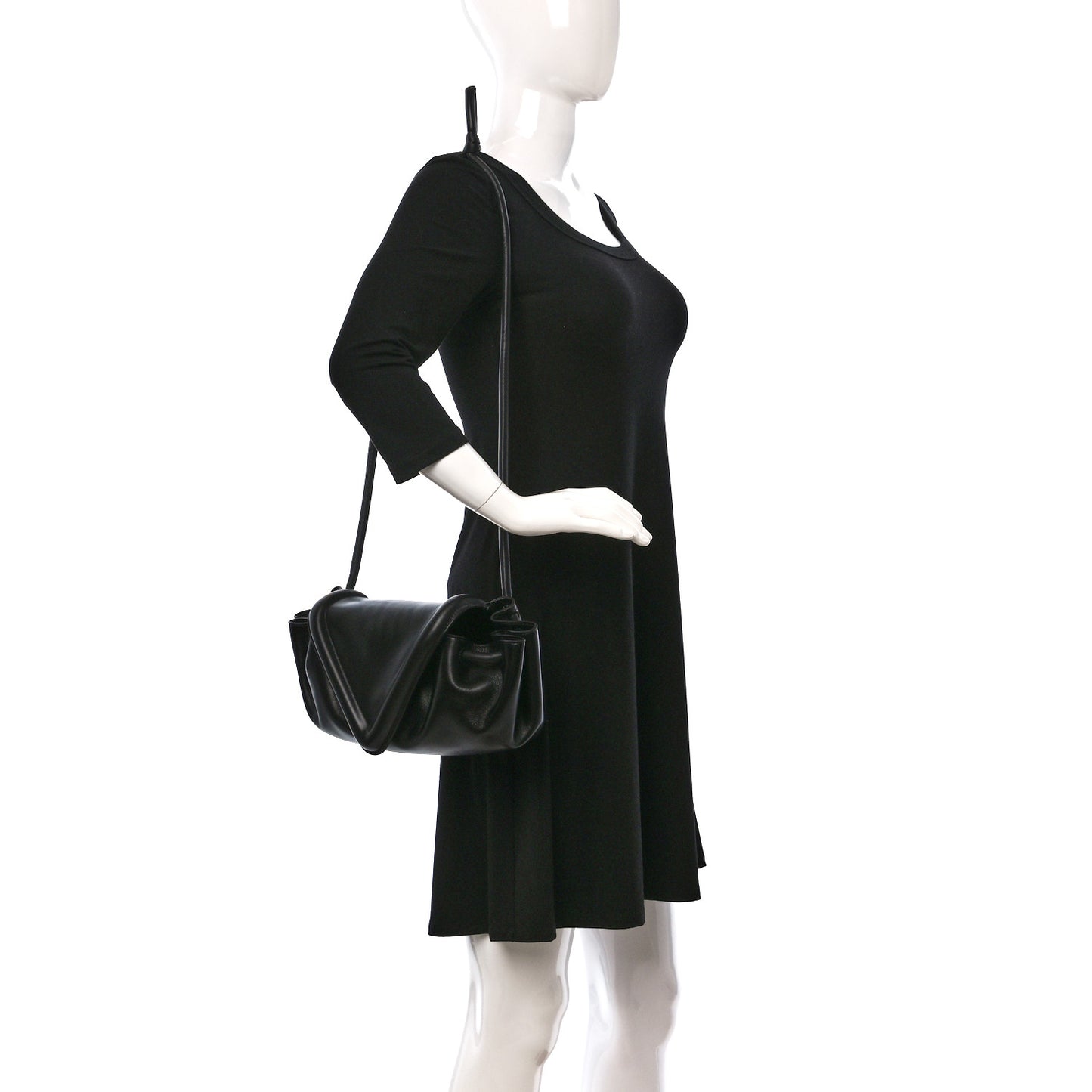 Lambskin Small Beak Triangle Flap Shoulder Bag Black