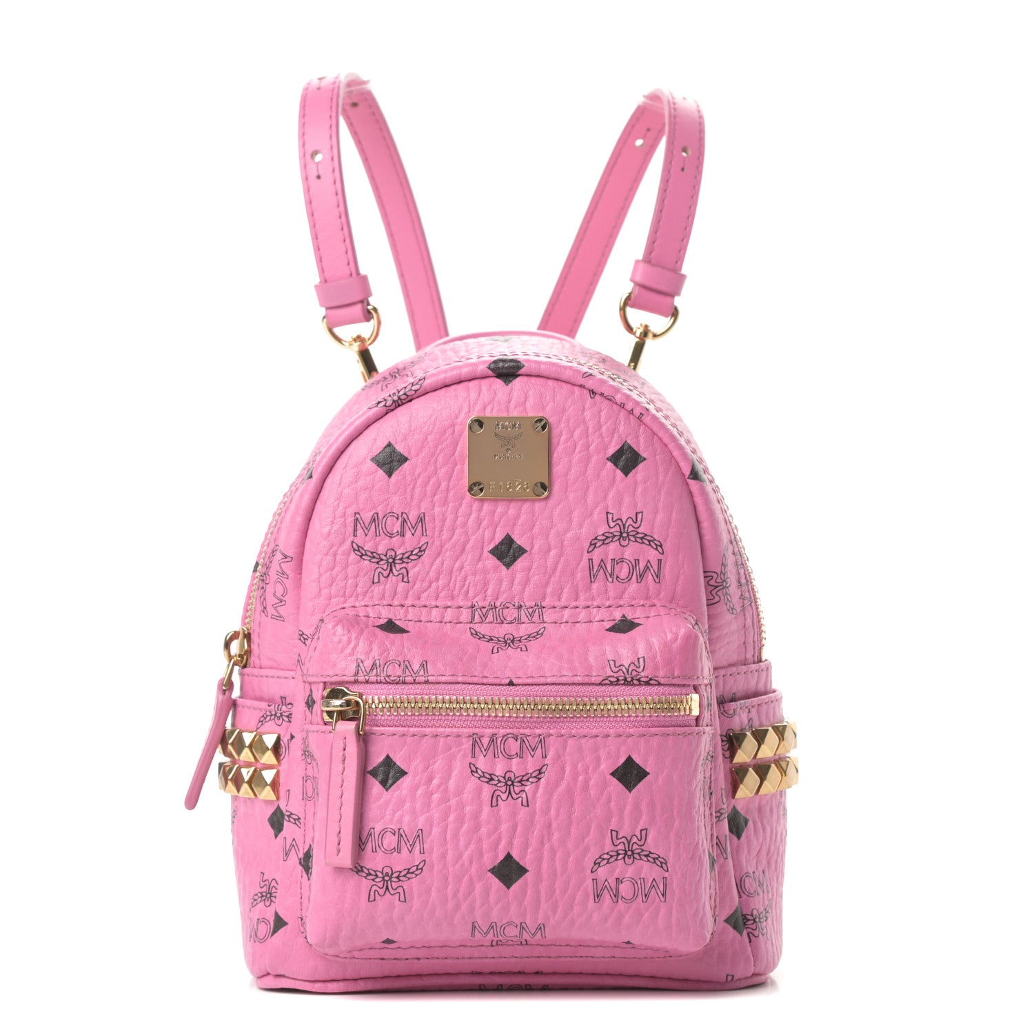 MCM Visetos Side Stud X-Mini Stark Bebe Boo Backpack Pink 1 of 10