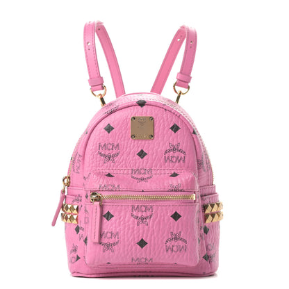 MCM Visetos Side Stud X-Mini Stark Bebe Boo Backpack Pink 1 of 10