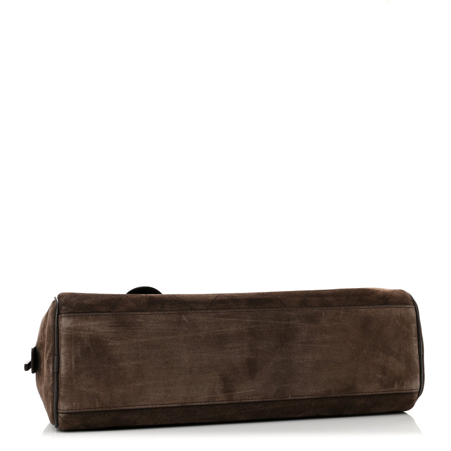 Suede Calfskin Large Perfect Bowling Bag Dark Brown