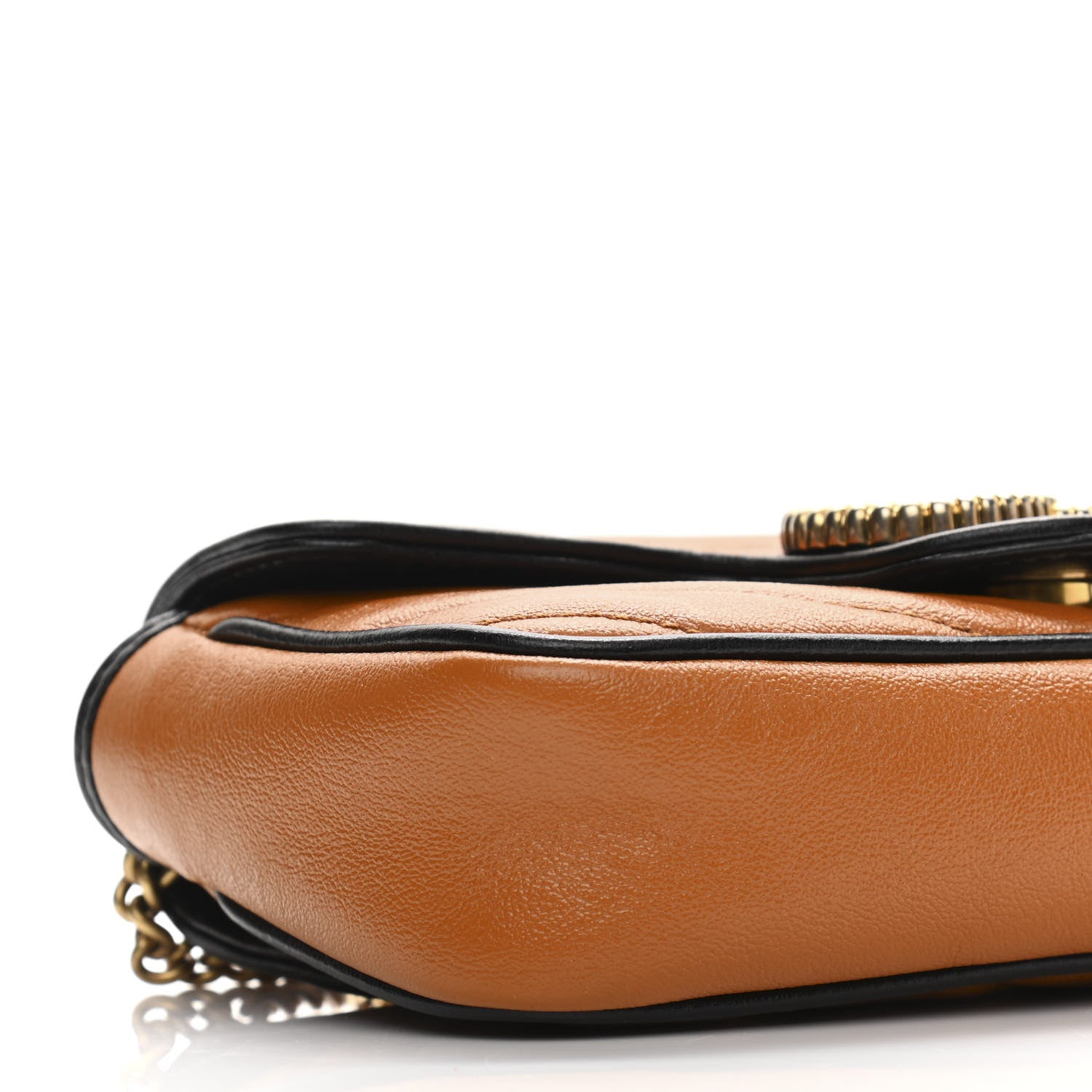 Gucci Vintage Effect Calfskin Matelasse Diagonal Super Mini Torchon GG Marmont Shoulder Bag Cognac 10 of 13