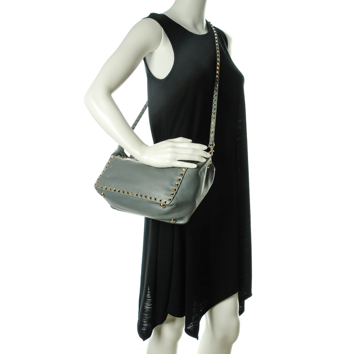 Valentino Garavani Vitello Small Rockstud Tote Stone 2 of 7