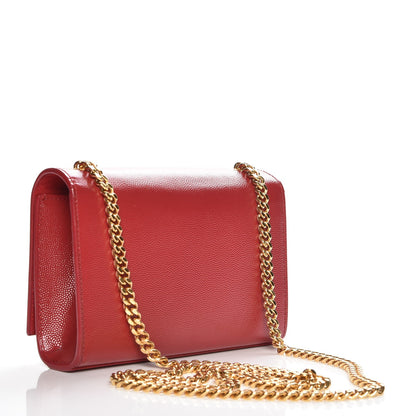 Saint Laurent Grain De Poudre Small Monogram Kate Satchel Red 3 of 7