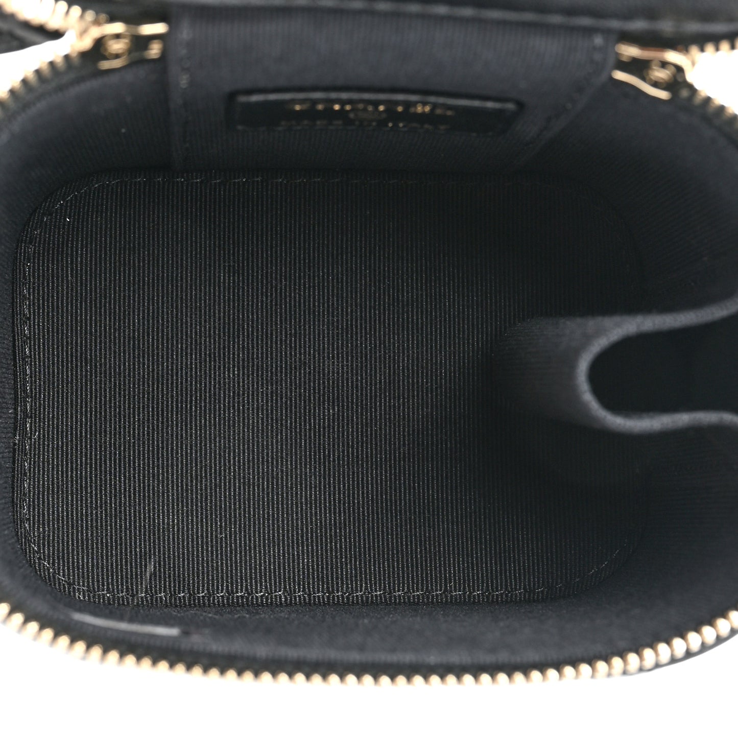 Lambskin Quilted Top Handle Mini Vanity Case With Chain Black