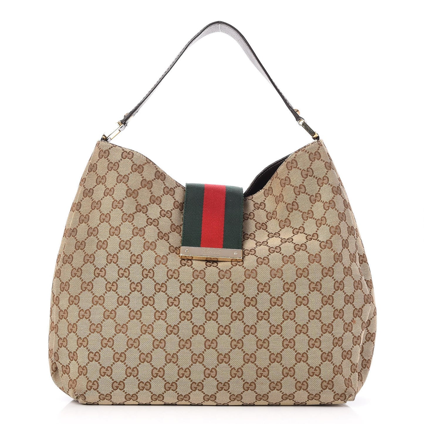 Monogram Large New Ladies Web Hobo Dark Brown