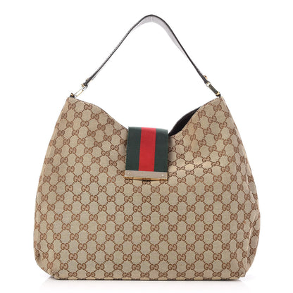 Gucci Monogram Large New Ladies Web Hobo Dark Brown 1 of 12