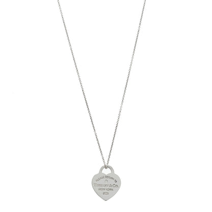 Tiffany Sterling Silver Diamond Small Return to Tiffany Heart Pendant Necklace 1 of 5