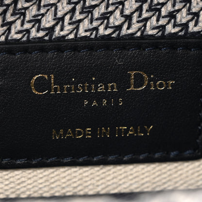 Christian Dior Canvas Toile De Jouy Reverse Embroidered Medium Lady D-Lite Navy 6 of 9