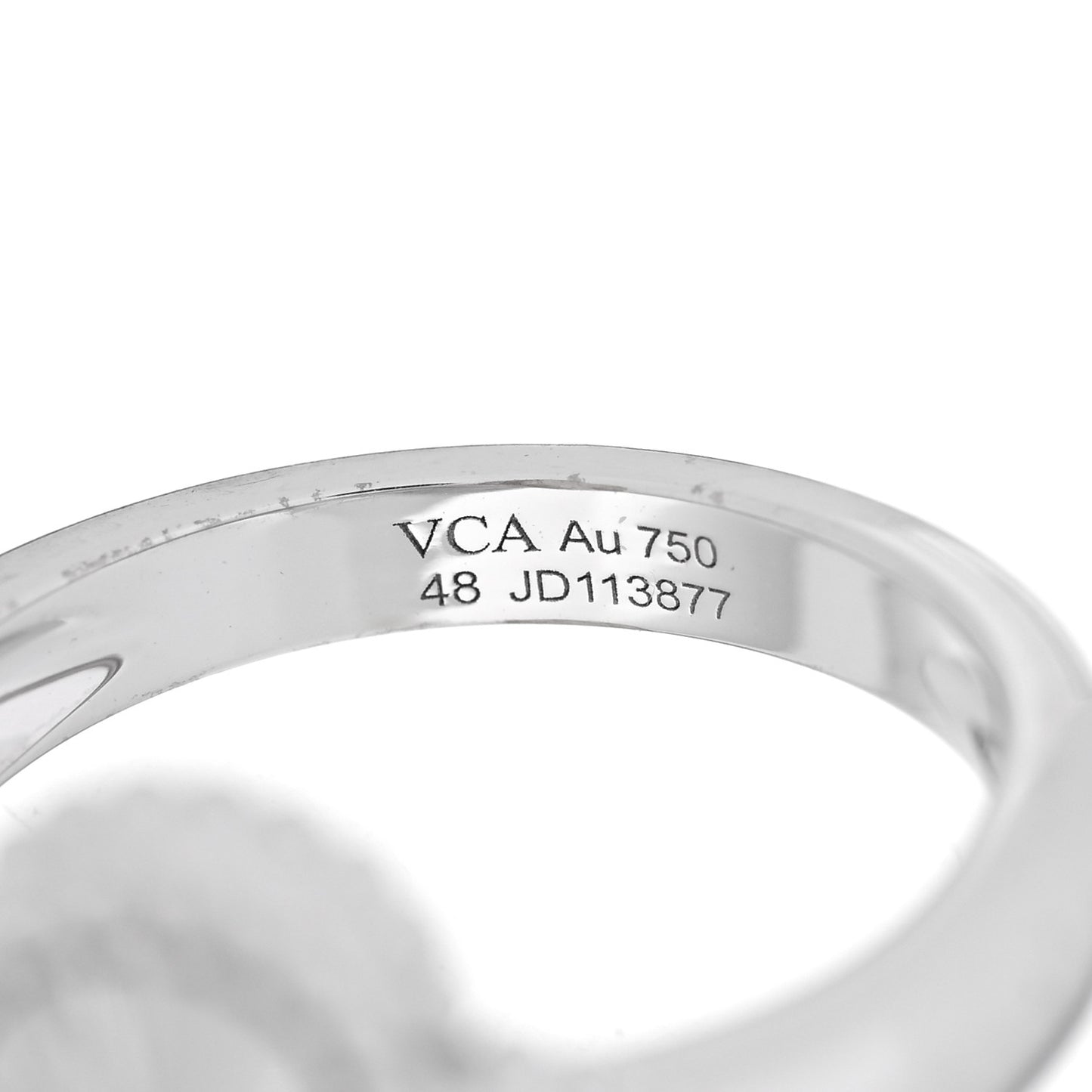 18K White Gold Guilloche Vintage Alhambra Ring 48 4.5