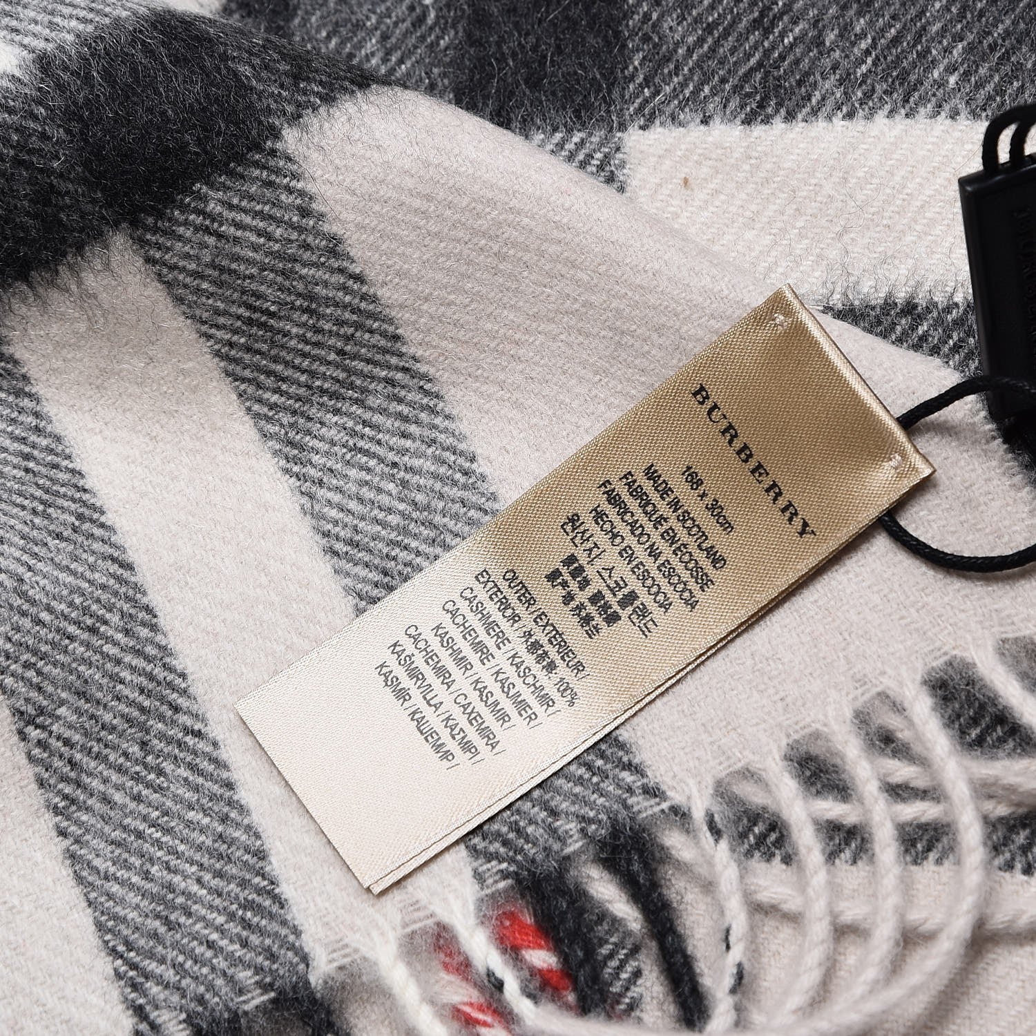Burberry Cashmere Giant Check Fringe Scarf Stone 5 of 6