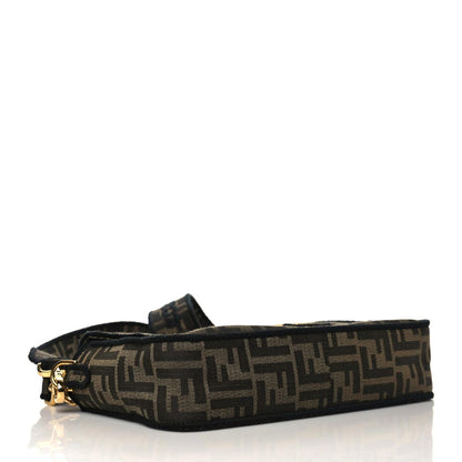 Fendi Fabric Jacquard FF 1974 Medium Baguette Tobacco Moro Black 3 of 10