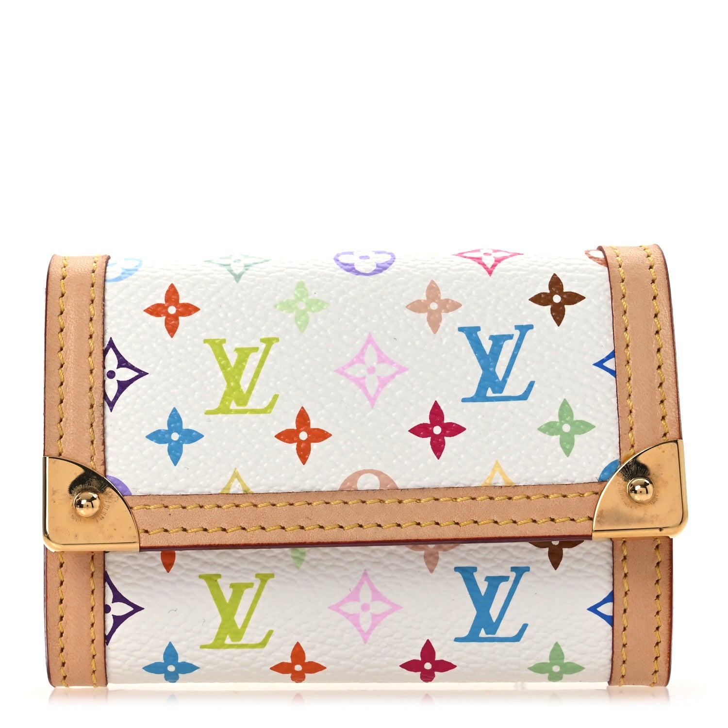 Louis Vuitton Monogram Multicolor Porte-Monnaie Plat Coin Purse White 1 of 9