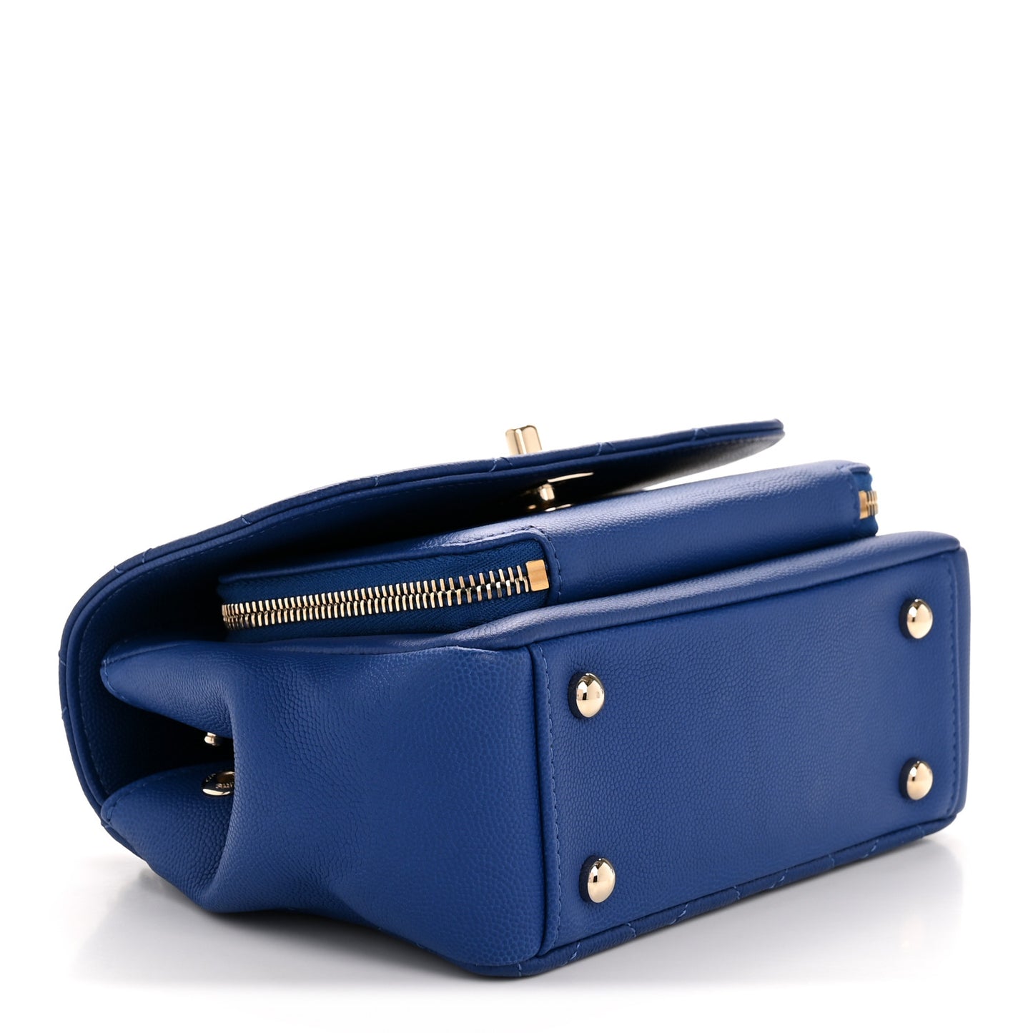 Caviar Quilted Small Business Affinity Flap Dark Blue