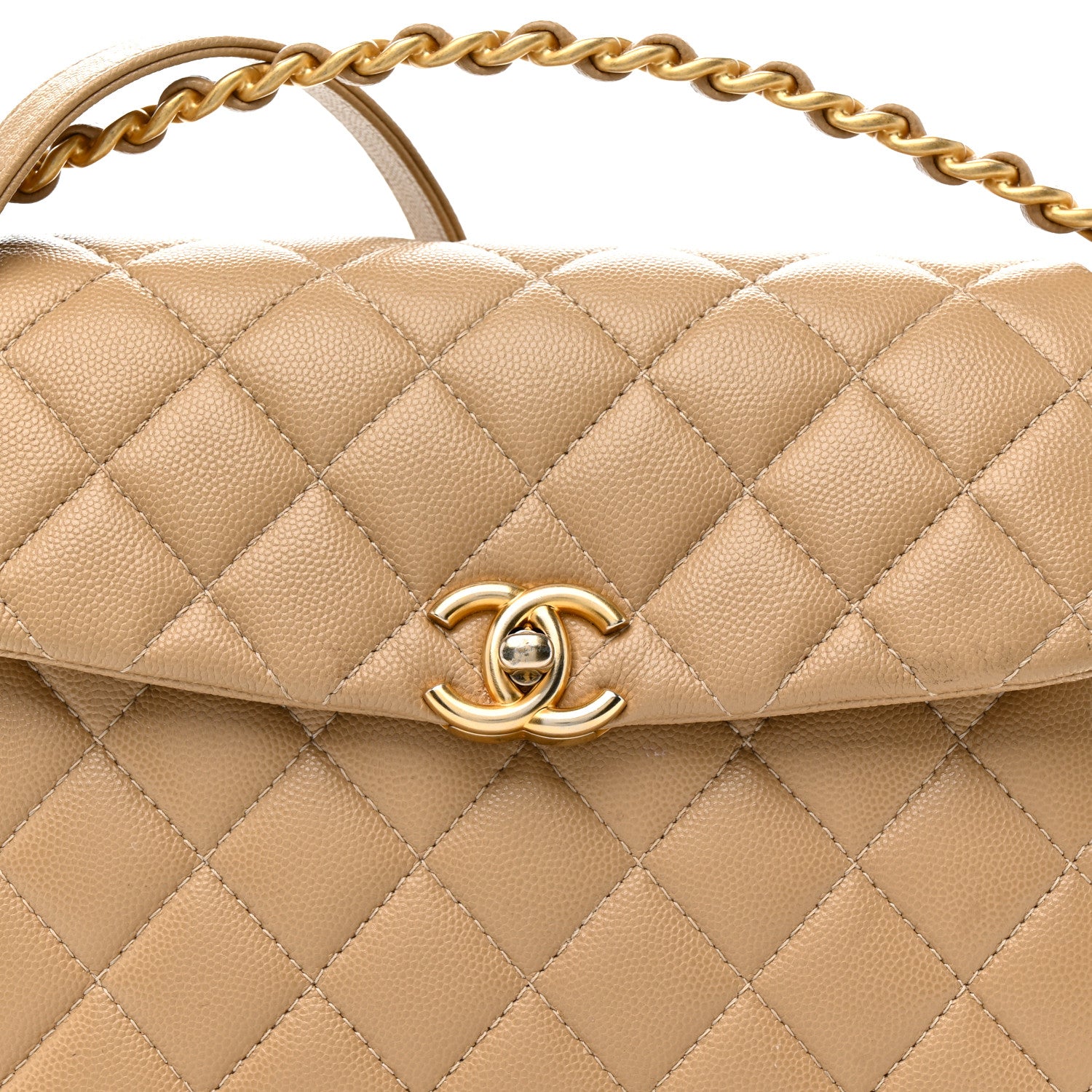 Chanel Caviar Quilted 31 Rue Cambon Top Handle Flap Dark Beige