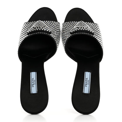 Prada Satin Crystal Logo 65mm Slide Sandals 38 Cristal 2 of 9