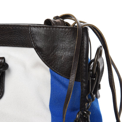 Balenciaga Agneau Canvas Striped Raye Classic Hardware City Brown Bleu White 14 of 20