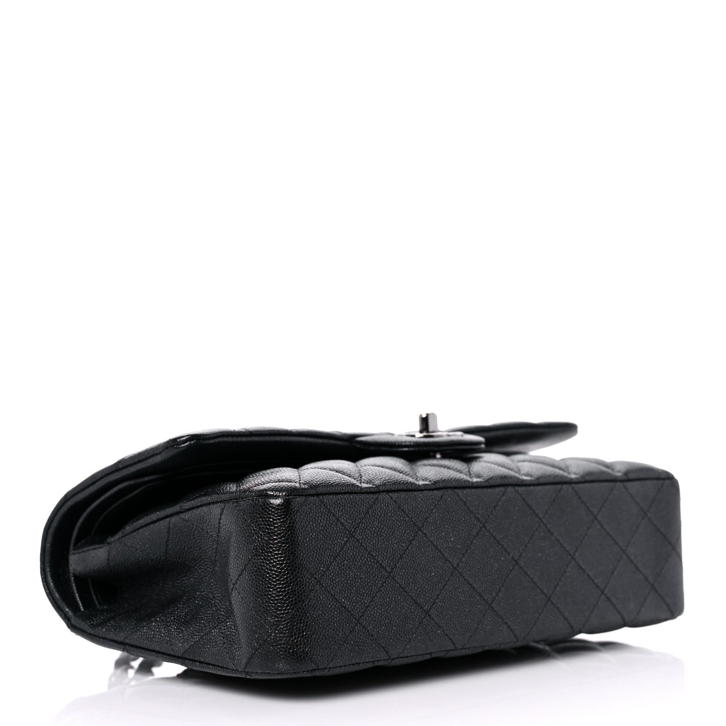 Metallic Caviar Quilted Medium Double Flap Dark Charcoal