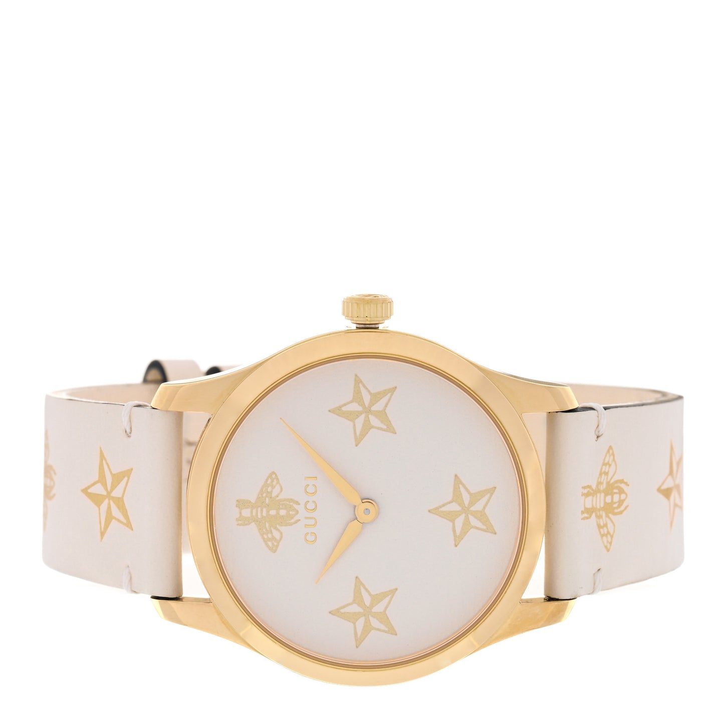 Stainless Steel Calfskin 38mm G-Timeless Bee Star Quartz Watch White