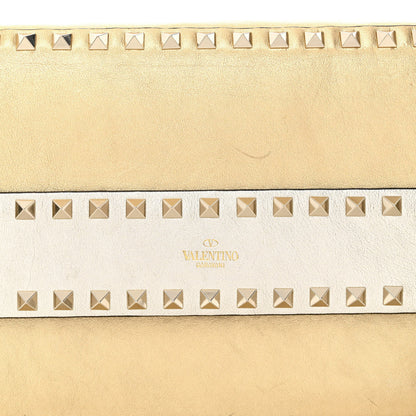 Valentino Garavani Metallic Calfskin Rockstud Side Slip Wristlet Clutch Gold 8 of 15