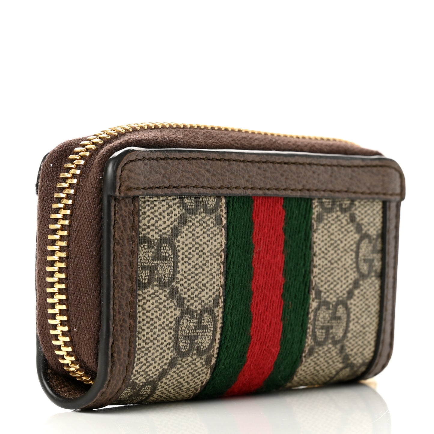 GG Supreme Monogram Web Ophidia Zip Around Key Case Beige New Acero