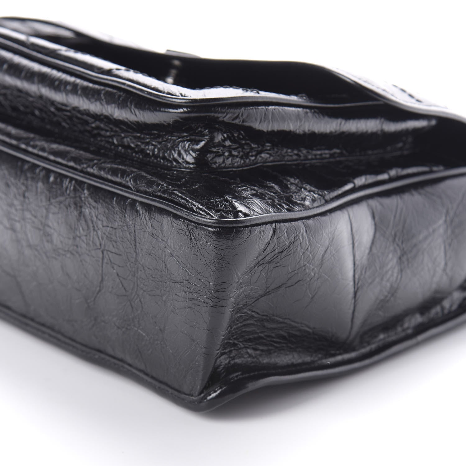 Saint Laurent Crinkled Calfskin Matelasse Monogram Large Niki Chain Satchel Black 7 of 9