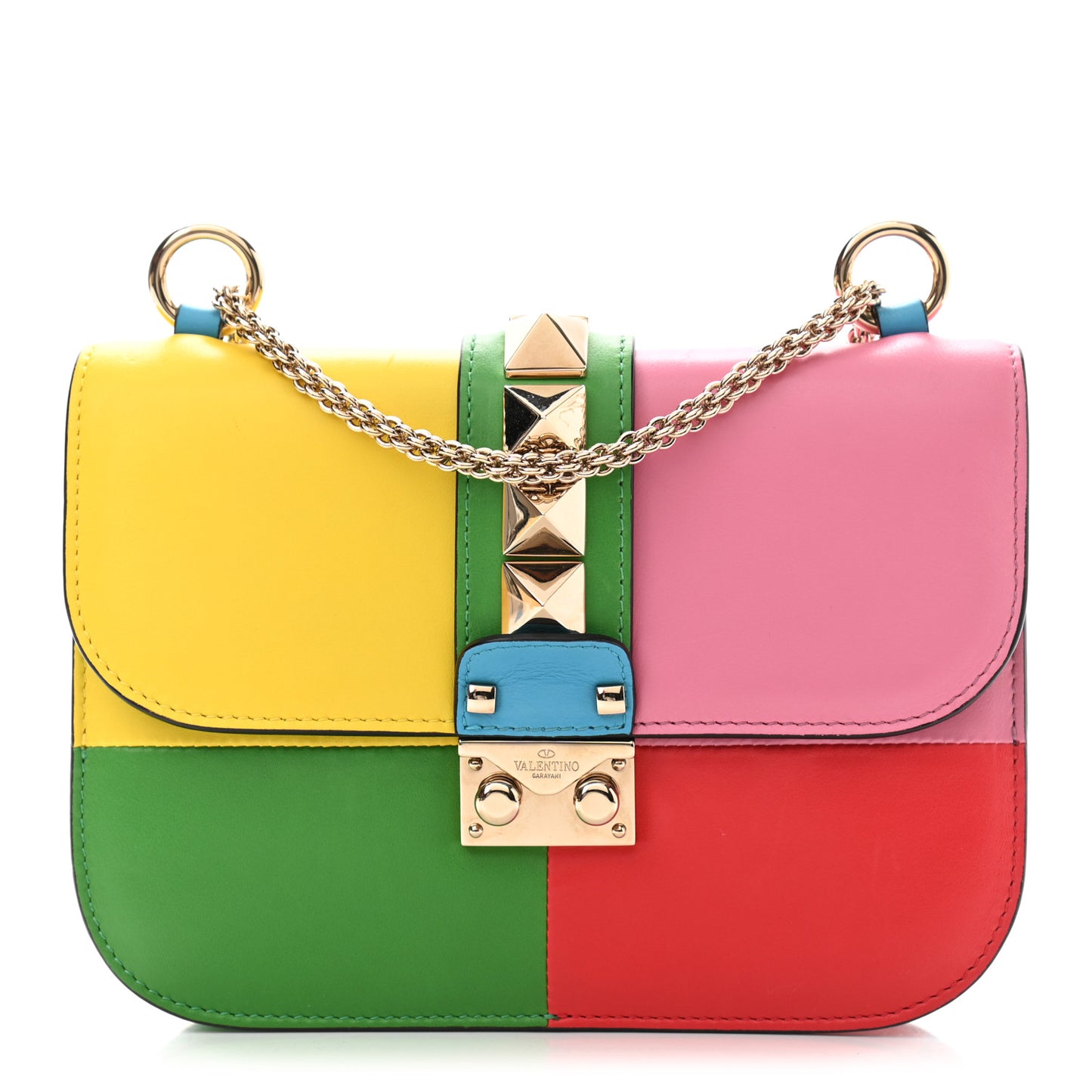 Vitello Small Glam Lock Rockstud Flap Multicolor