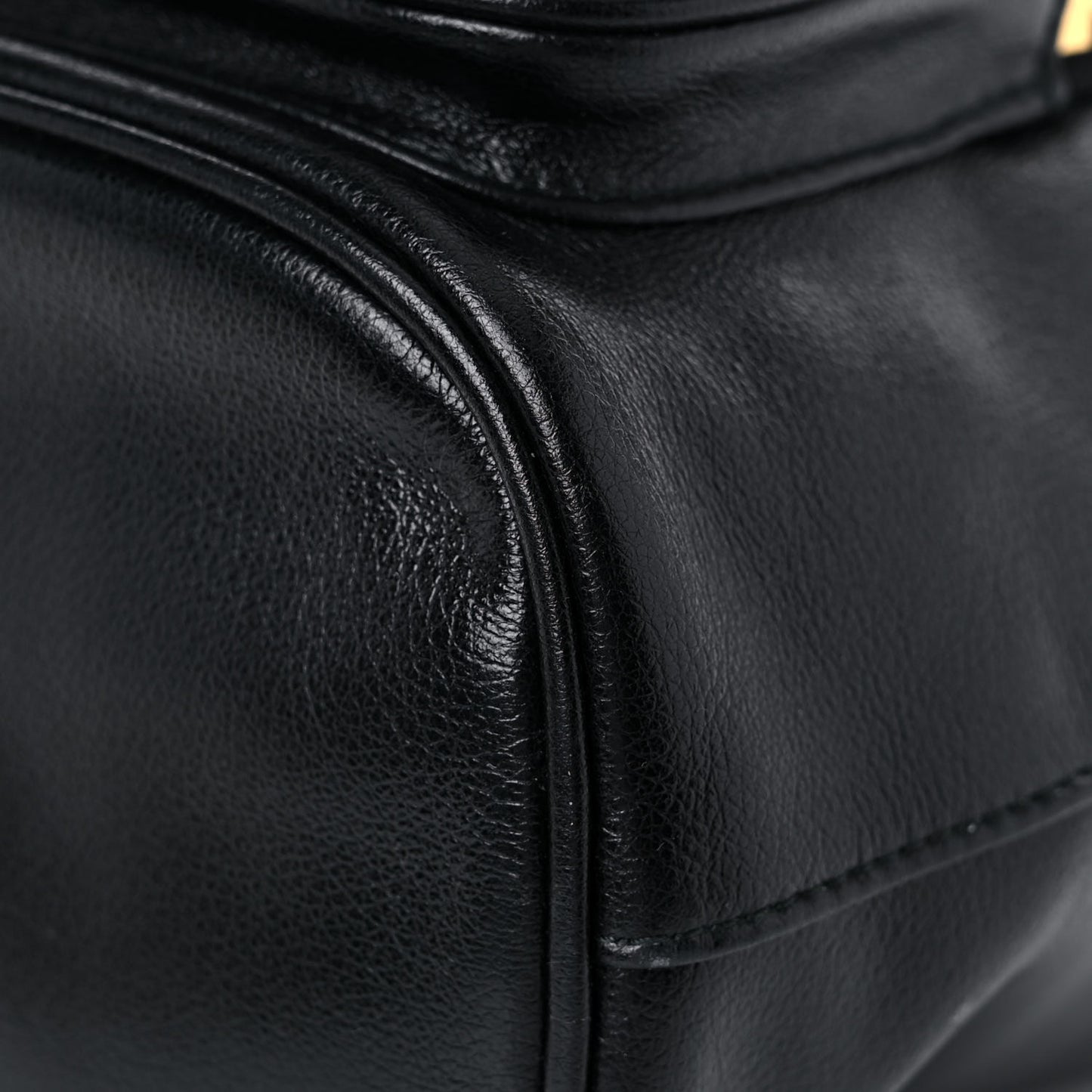 Glace Calfskin Embossed Secchiello Bucket Bag Black