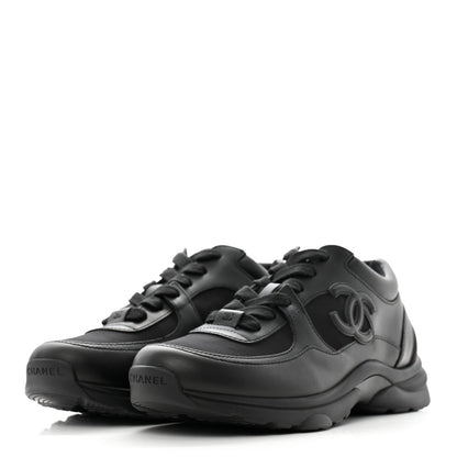 Chanel Lambskin Fabric CC Uniform Mens Sneakers 40 Black 5 of 10