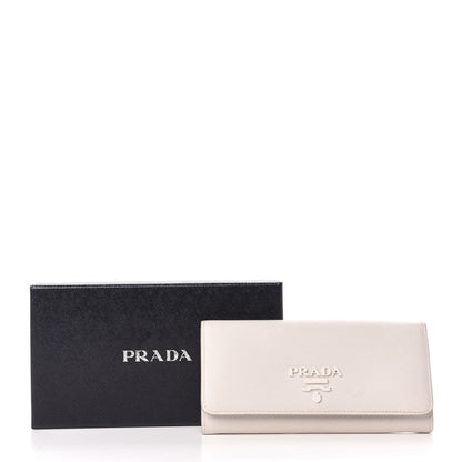 Prada Saffiano Shine Monochrome Continental Wallet Talco 7 of 7