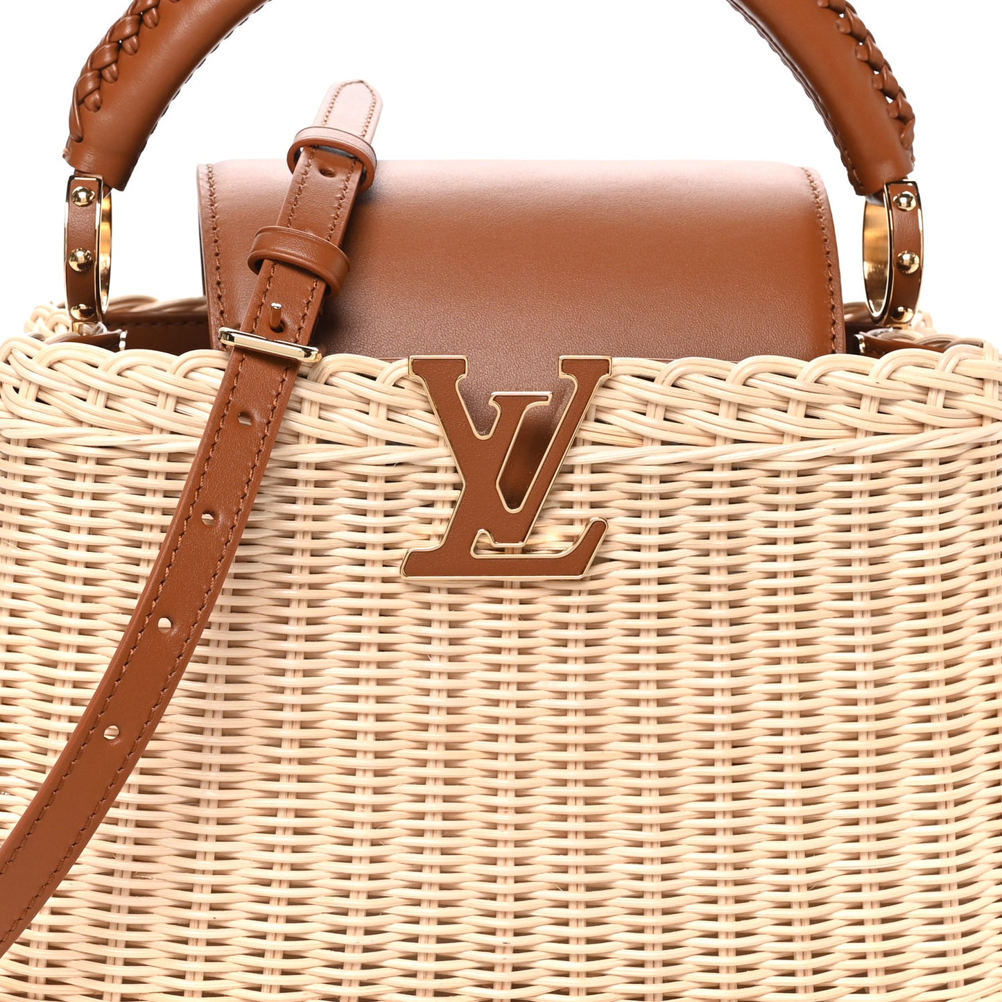 Rattan Calfskin Capucines BB Tan