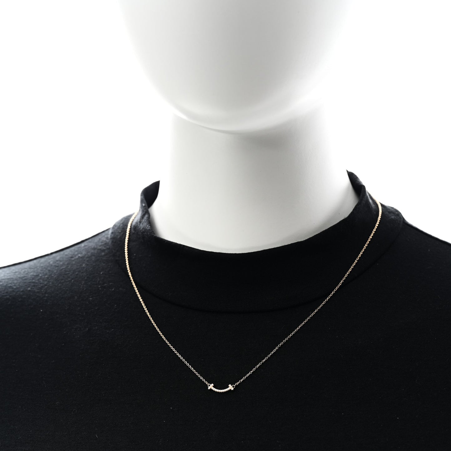 18K Yellow Gold Diamond Mini T Smile Pendant Necklace